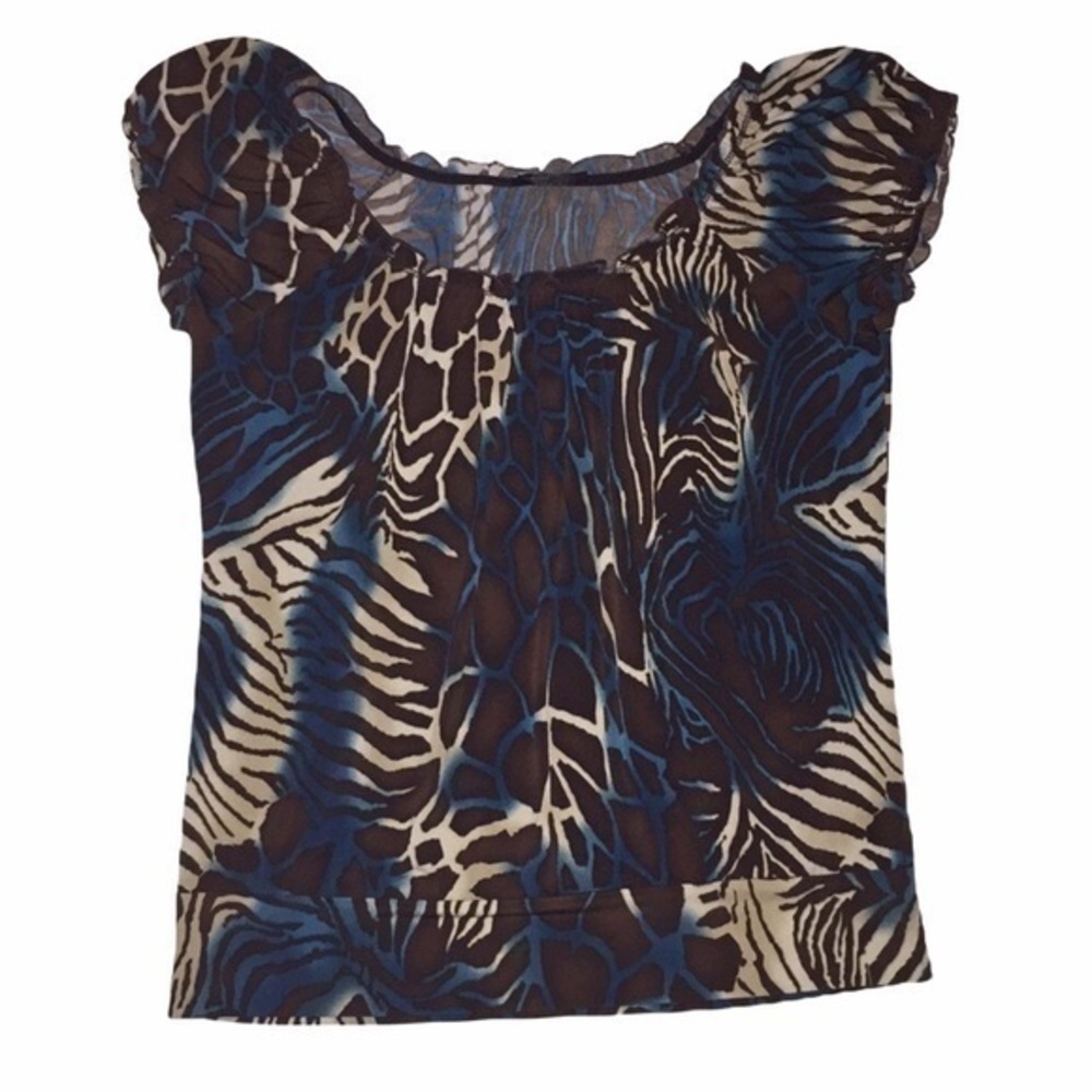 Animal Print Ruffle Top - Picture 2 of 5
